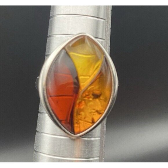 Multi-Color Baltic Amber Ring Size 7.25 925 Sterling Silver 5.4 G 23 h x 17.7 mm - Picture 14 of 16
